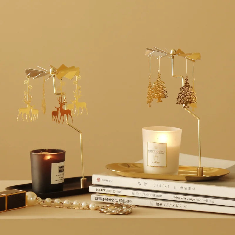 Tray Rotating Candlestick Scented Candle Romantic Walk Horse Lamp European Windmill Creative Swing Birthday Wedding Gift Qme