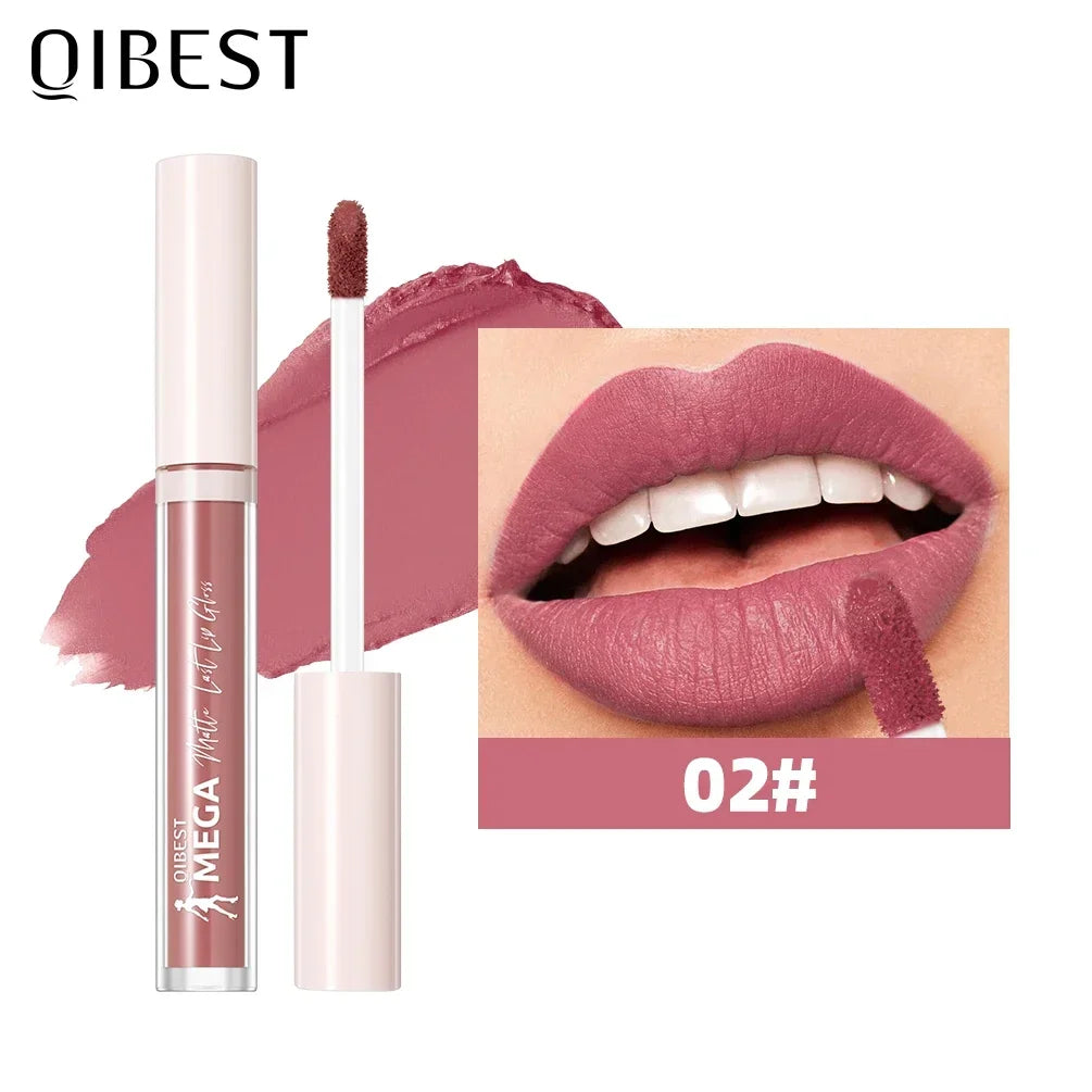 QIBEST 24 Colors Matte Liquid Lipstick Long Lasting Nude Brown Purple