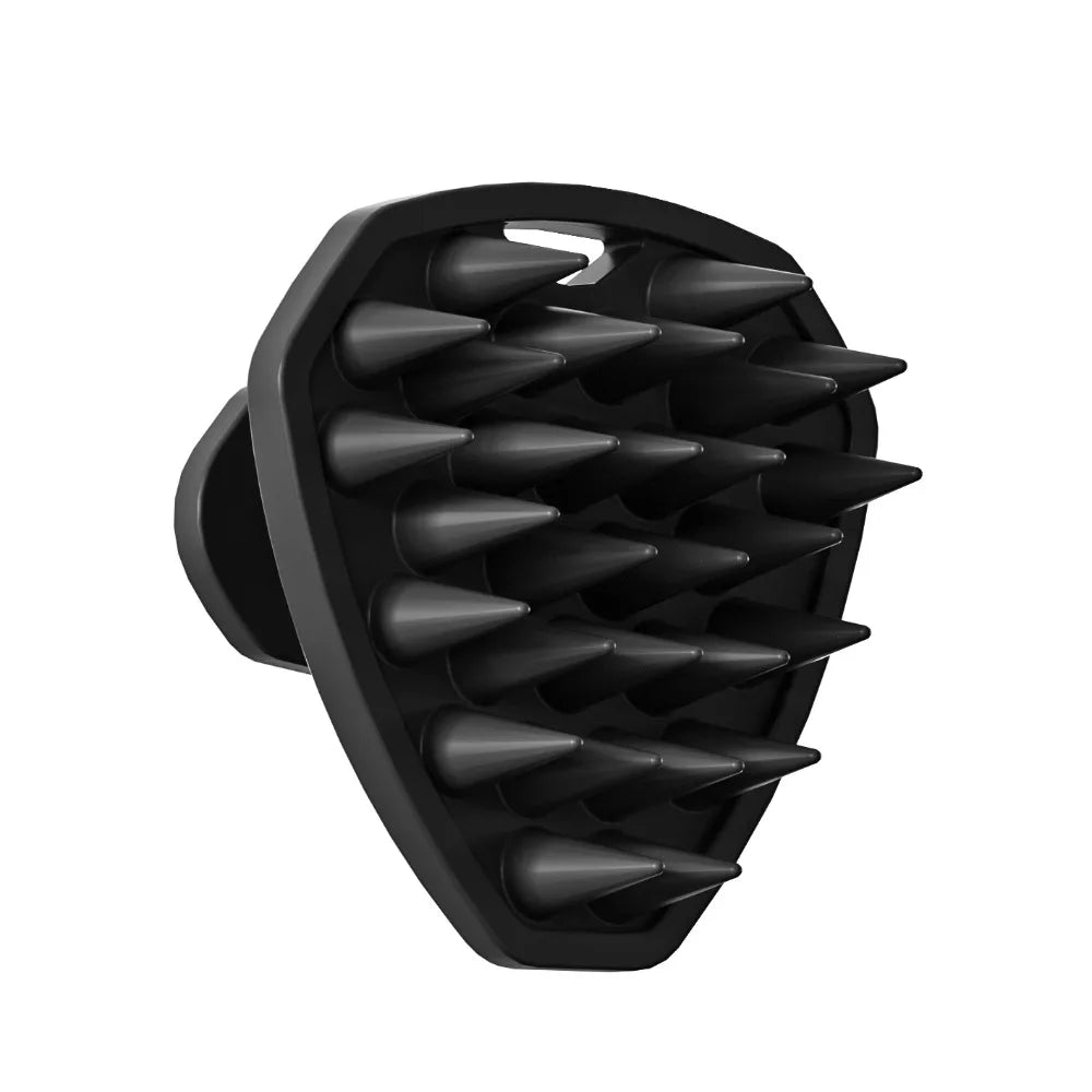 Silicone Head Scrubber Cleansing Exfoliating Hair Brush Ergonomic Qme Black