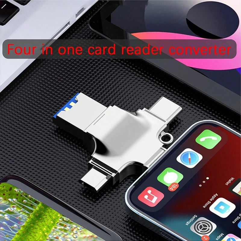 4-in-1 Card Reader Suitable Iphone Laptop Type-c OTG Adapter iOS USB Qme