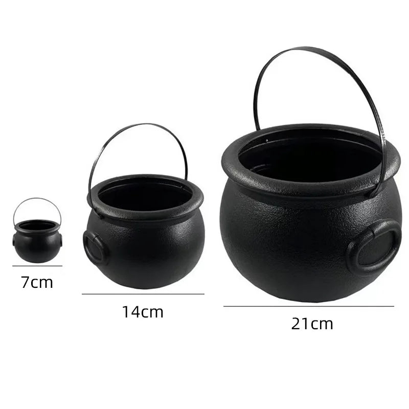 Witch Black Flame Lantern Pumpkin Candy Pail Handle Halloween Role Qme