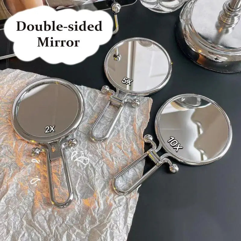 360 Rotation Handheld Mirror Table Standing Makeup Tool 2x 5x 10x Qme