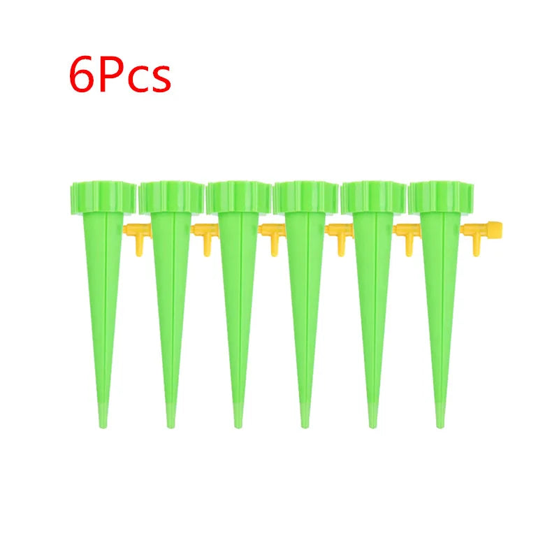 Automatic Drip Irrigation System Self Watering Spike for Flower Plants Greenhouse Garden Adjustable Auto Water Dripper Device Qme Green-6Pcs