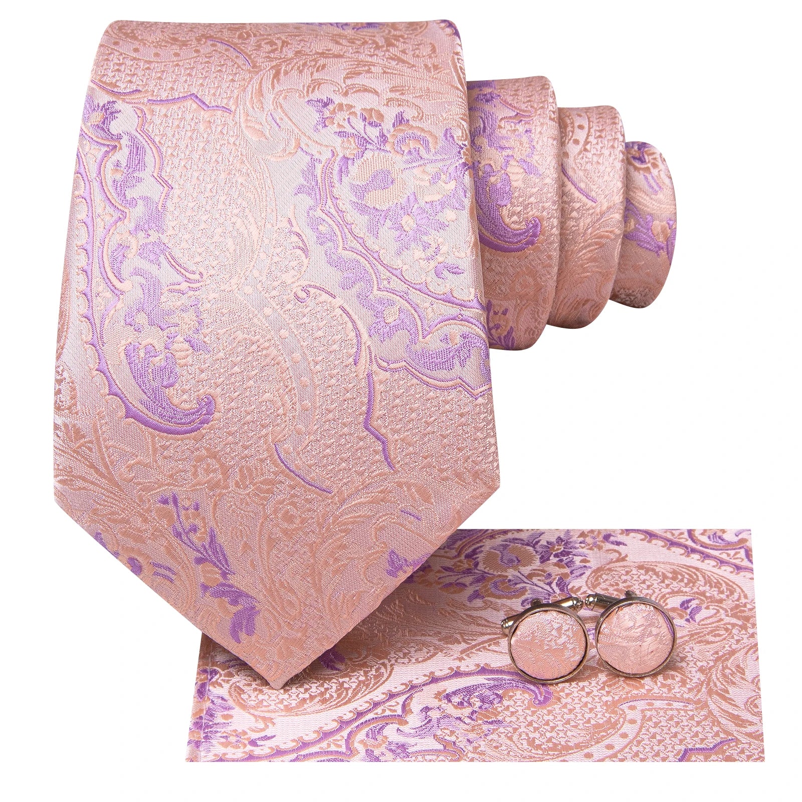 Hi-tie Floral Pink Purple Blue Men Elegant Necktie Handkerchief Qme