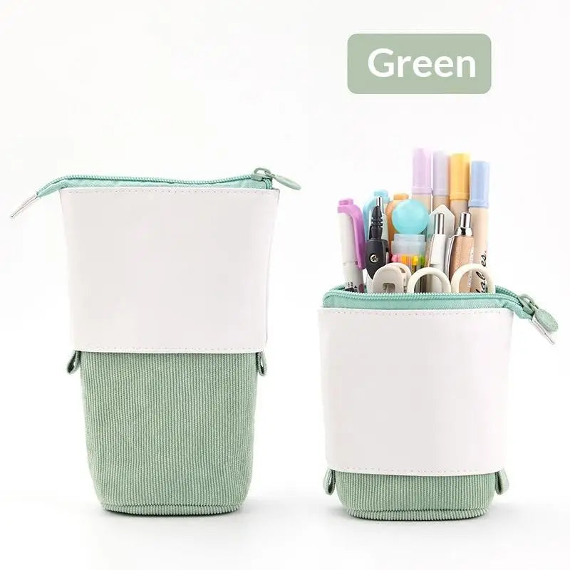 Retractable Pencil Case Kawaii DIY Printed Pen Large Capacity Holder Qme A7