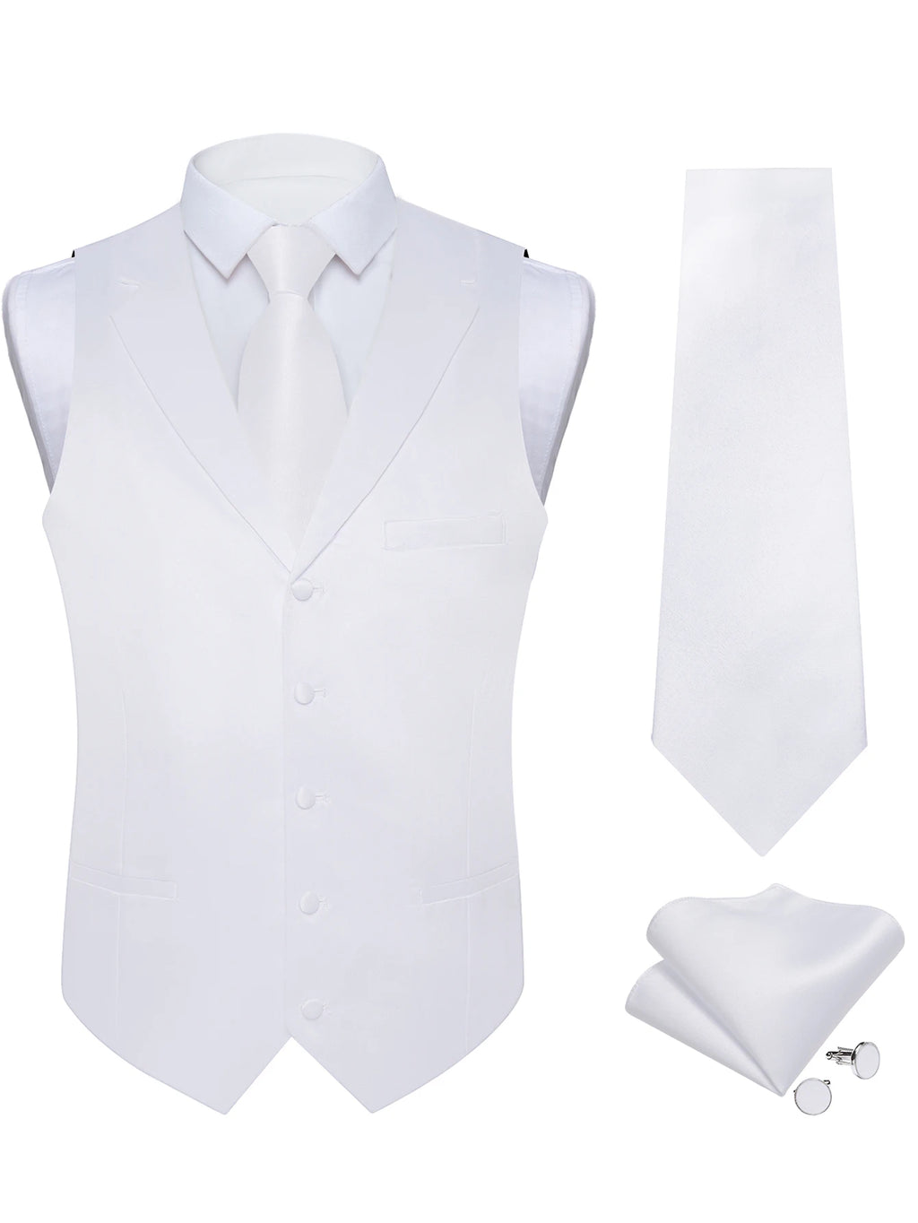 Men's Solid Suit Vest Tie Formal Waistcoat Matching Necktie Satin Qme MJ-0678 XXXL