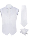 Men's Solid Suit Vest Tie Formal Waistcoat Matching Necktie Satin Qme MJ-0678 XXXL