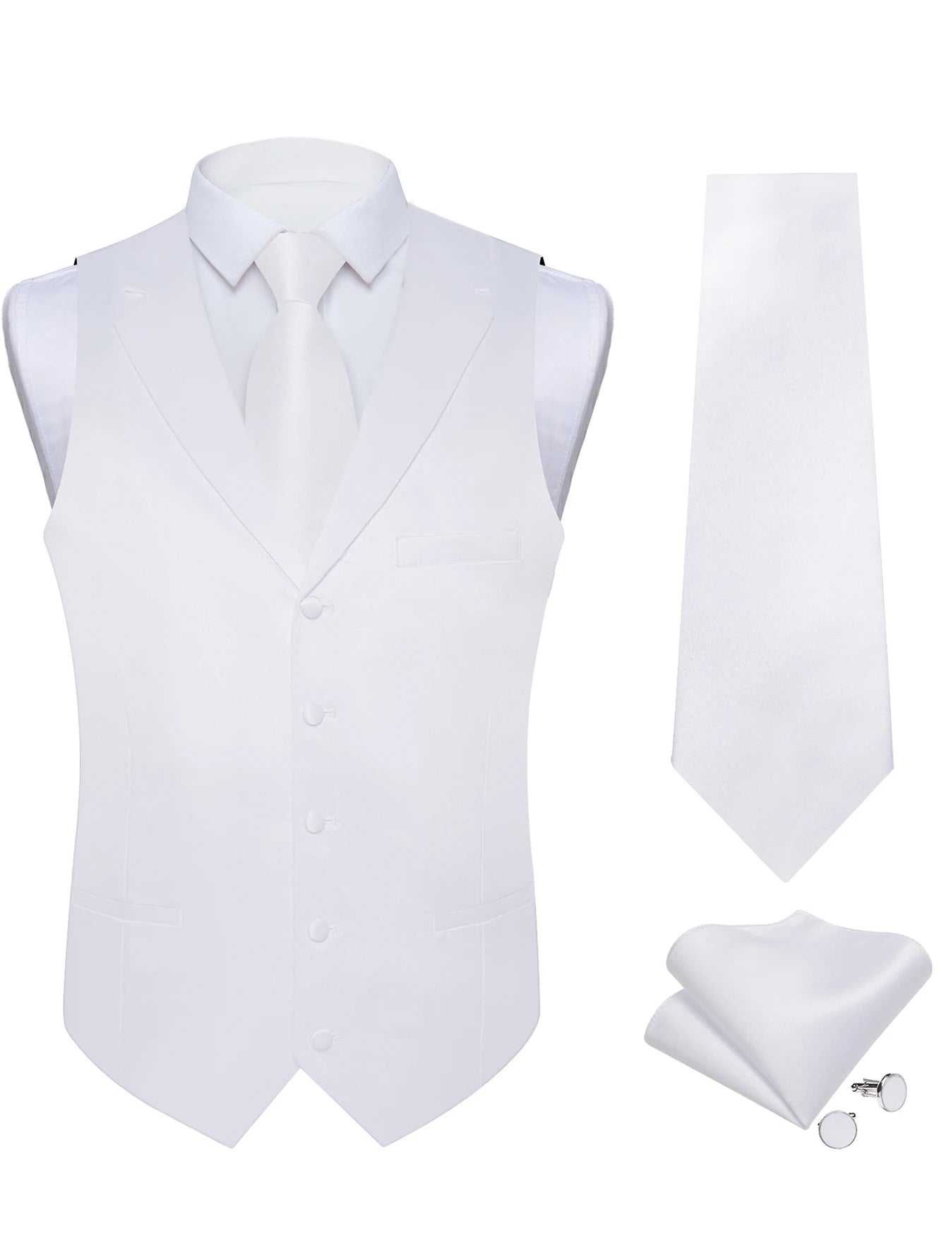 Men's Solid Suit Vest Tie Formal Waistcoat Matching Necktie Satin Qme MJ-0678 XXXL