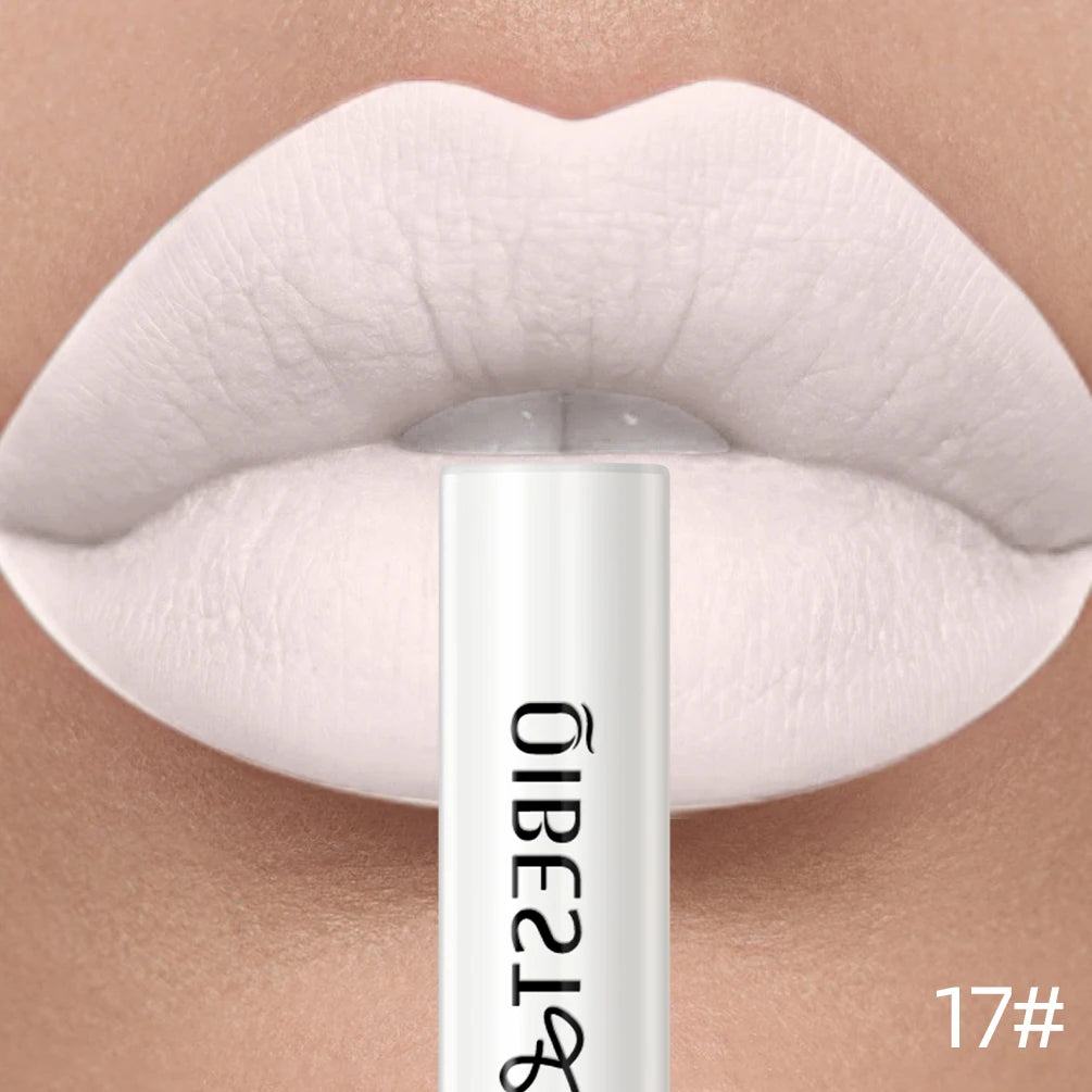 QIBEST Liquid Lipstick Waterproof Velvet Nude Matte Sexy Red Lip Gloss Long Lasting Nonstick Lip Stain Makeup 24 Colors Hots Qme 17