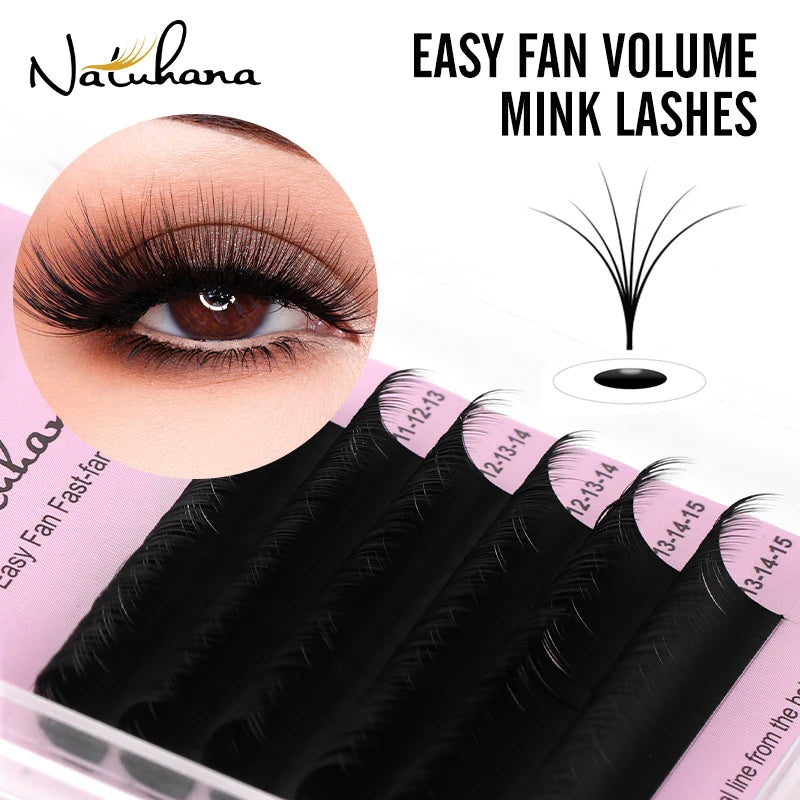 NATUHANA Camellia Lash Extensions Mixed Length Round Lashes Faux Mink Qme D 0.07mm 12-13-14mm
