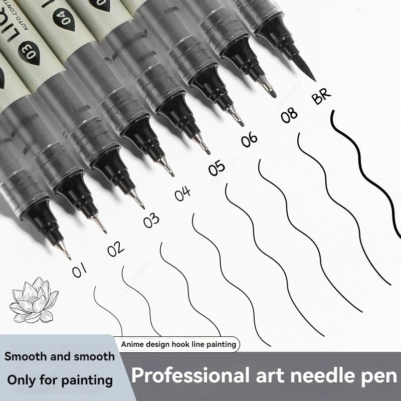 Micron Fineliner Pens - Archival Black Ink Pens - for Writing or Drawing for Artists, Crafters & DIY Gifts Projects - 8 Count Qme