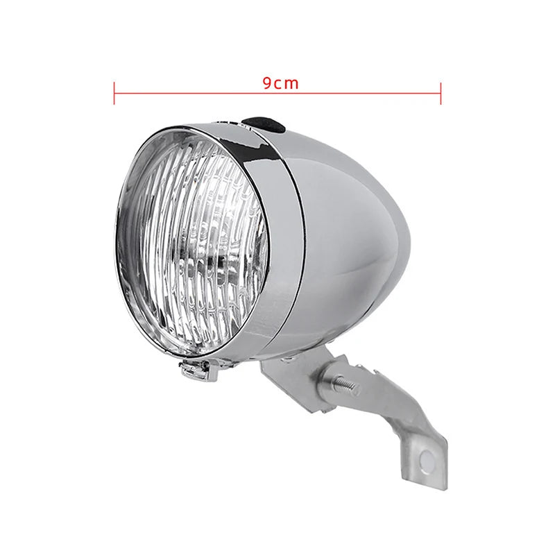 Classical Retro Bicycle Headlight Without Battery ABS Shell 3 LED Qme sliver