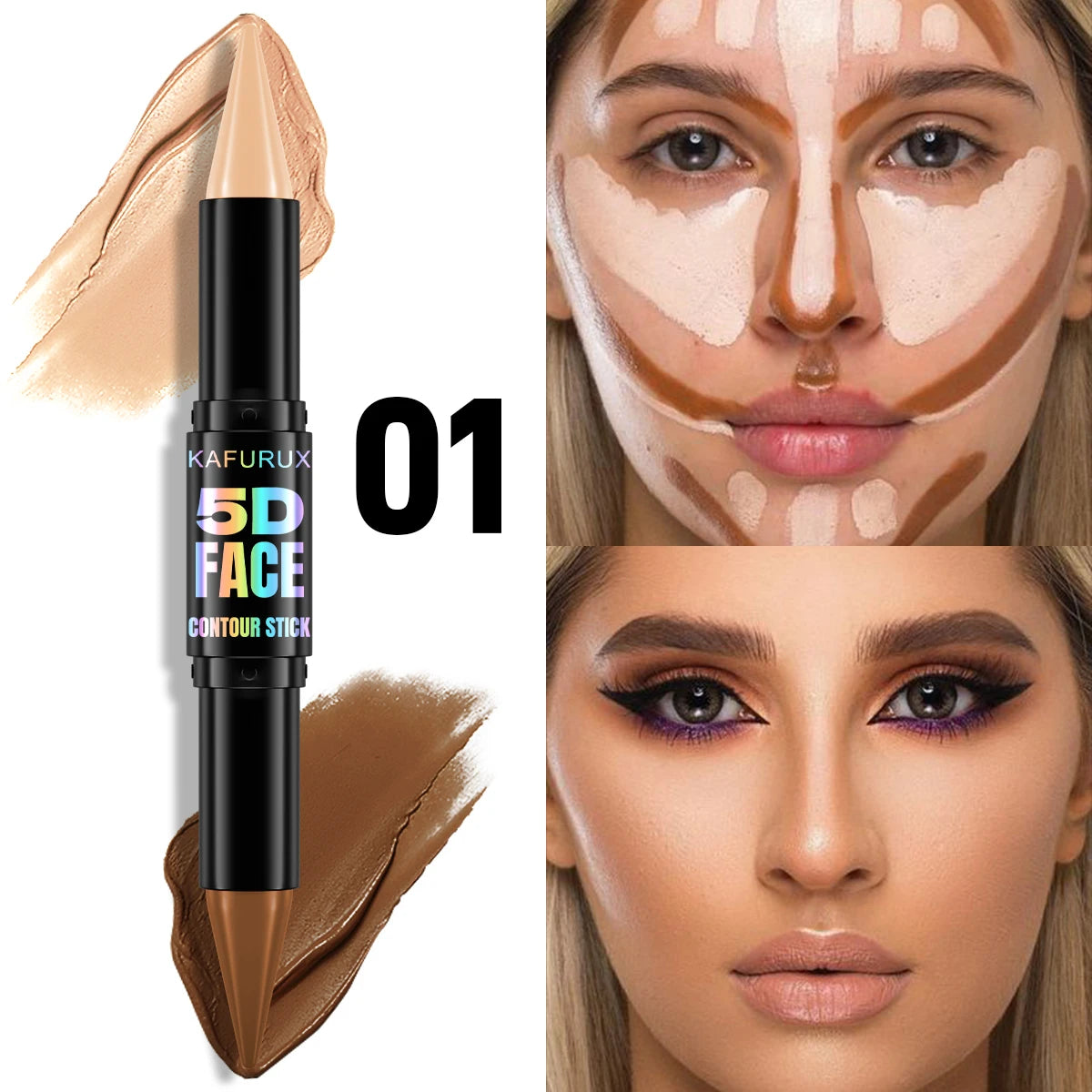 Contour Stick Duo Double-eneed Highlight Shadow Cream Waterproof Full Qme 01