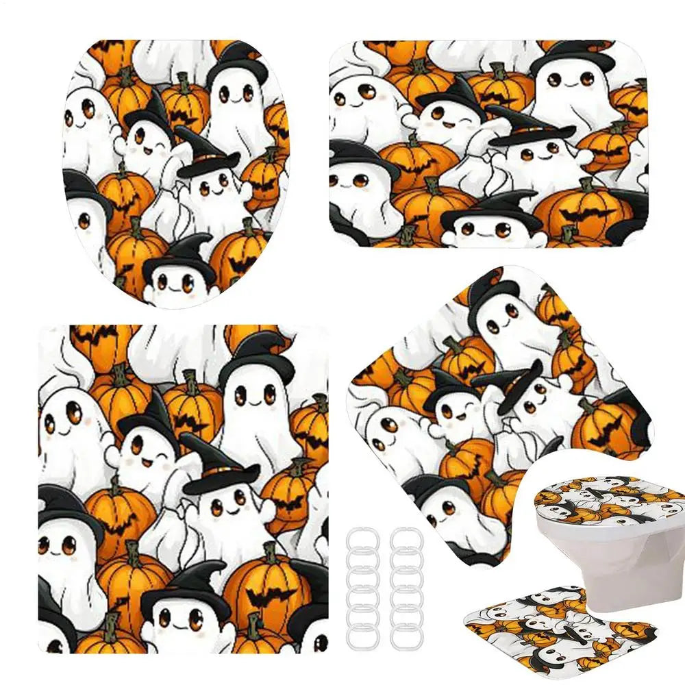 Halloween Bathroom Shower Curtains Non Slip Skull Rugs Toilet Lid Qme 02 China Mainland
