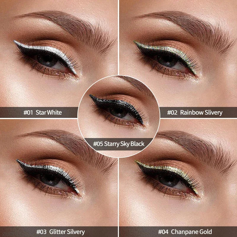 New 5pcs Five-Colors Diamond Glitter Liquid Eyeliner Durable Waterproof Easy to Wear Shimmer Eye Pencil Makeup Beauty Cosmetics Qme