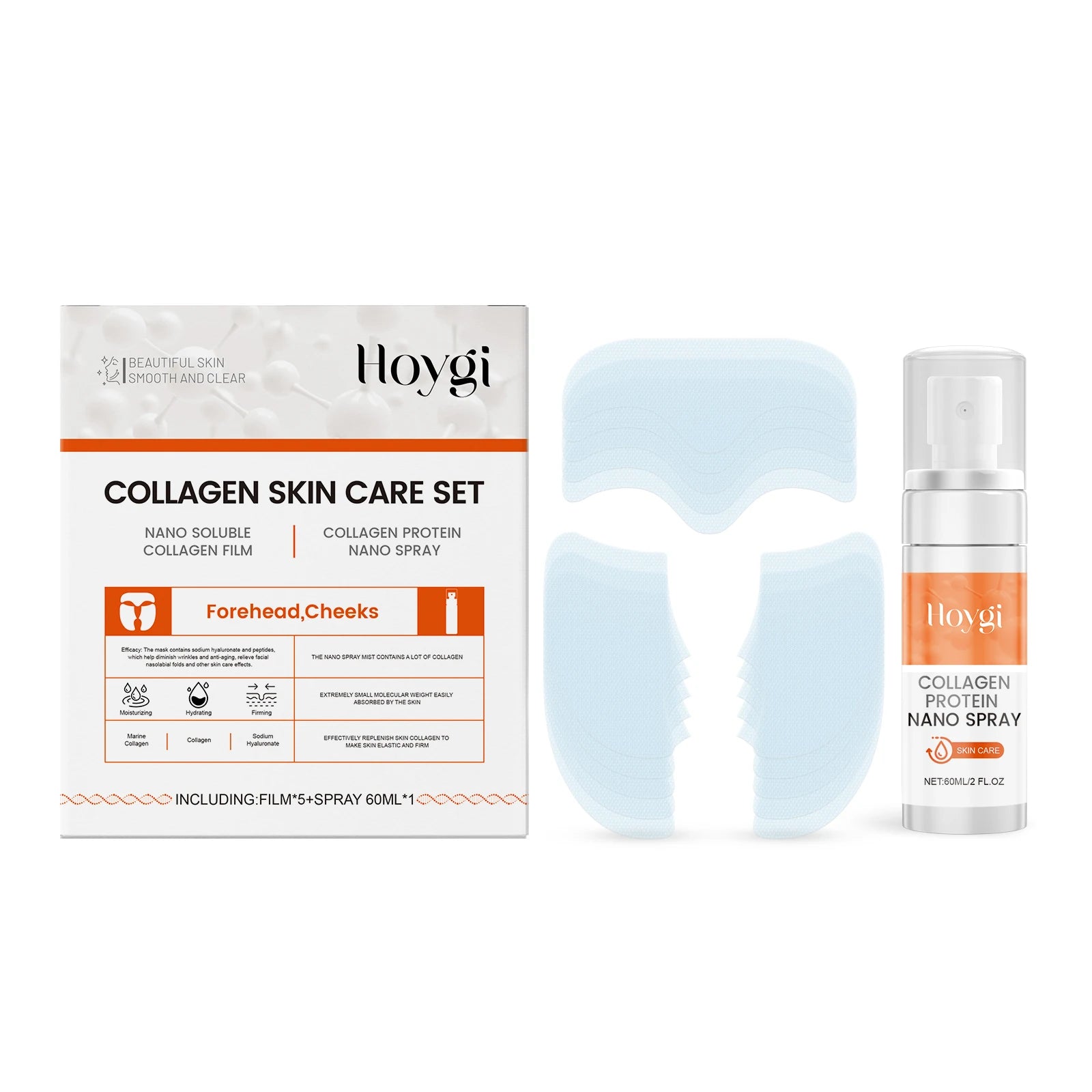 Nano Soluble Collagen Face Mask Serum Spray Set Wrinkle Repair Face Filler Increase Skin Elasticity Brightening Skin Care Set Qme 1 Set
