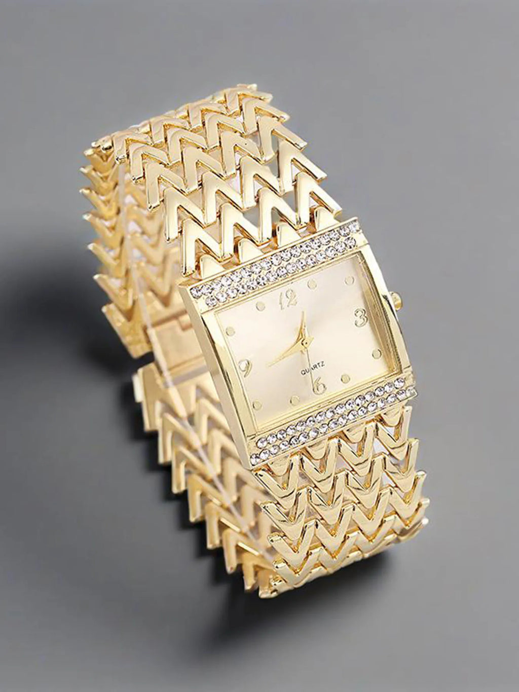 1-piece exquisite and versatile women's watch set, fashionable quartz watch, casual steel strip watch, women's watch Qme Gold No