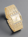 1-piece exquisite and versatile women's watch set, fashionable quartz watch, casual steel strip watch, women's watch Qme Gold No