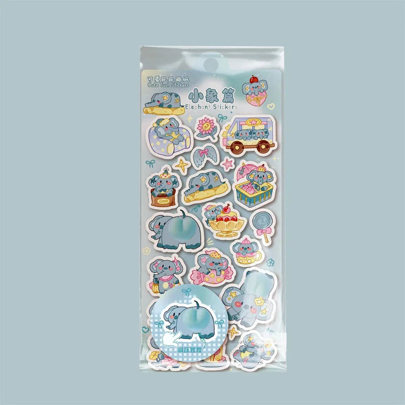 Cute Peach Squishy Foam Stickers, 3D Irregular Animal Puffy Decals for DIY Water Cup & Phone Case Decoration Qme elephant