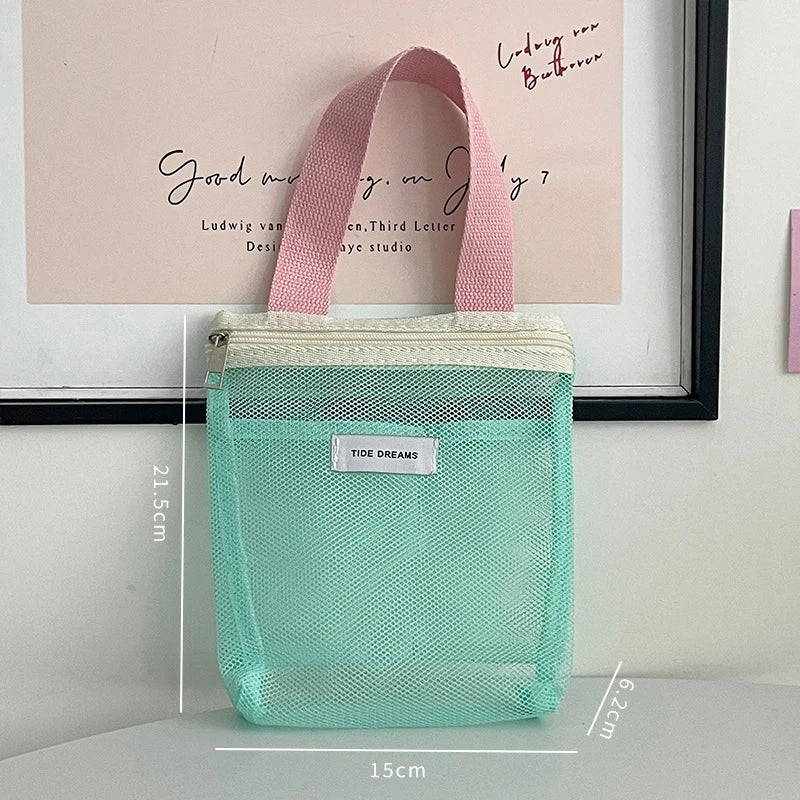 Mesh Makeup Toiletry Storage Bags Handbags Portable Travel Washing Qme A2