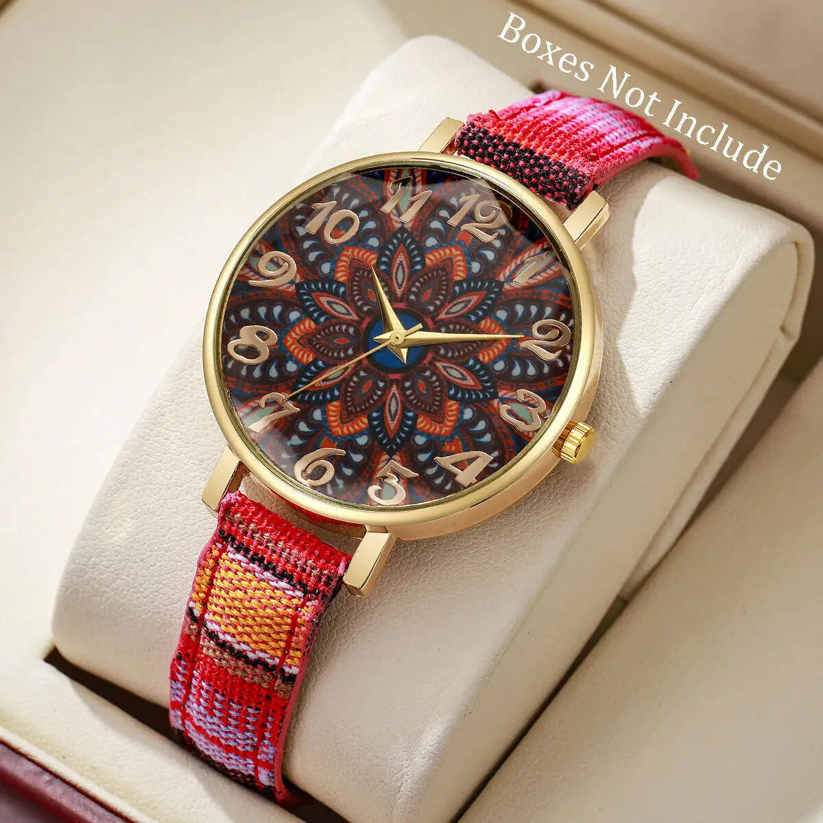 Vintage Printed Women Watches Casual Leather Strap Ladies Quartz Wristwatch Reloj Mujer Girls Gift（Without Box） Qme