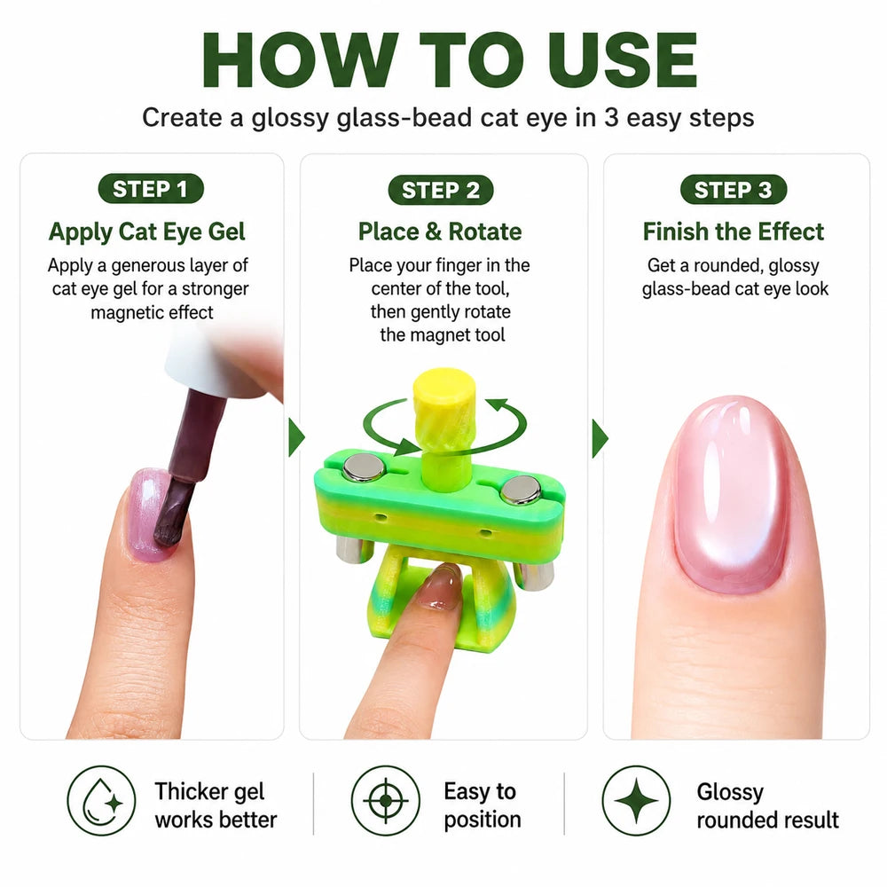 Nailpop Cat Eye Magnet Nails Upgraded Rotating Design DIY Glass Bead Qme