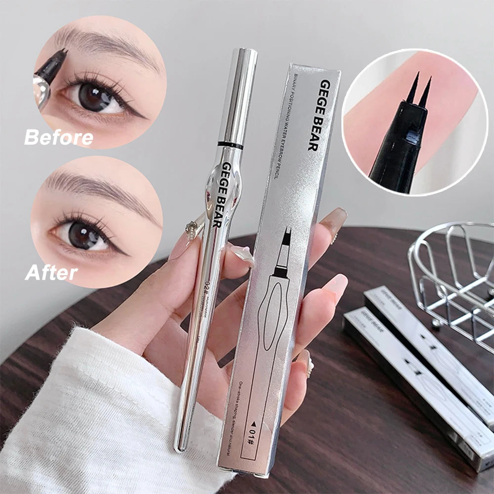 Two-prong Eyebrow Pen Women Gege Bear Long-lasting Natural Strokes Qme