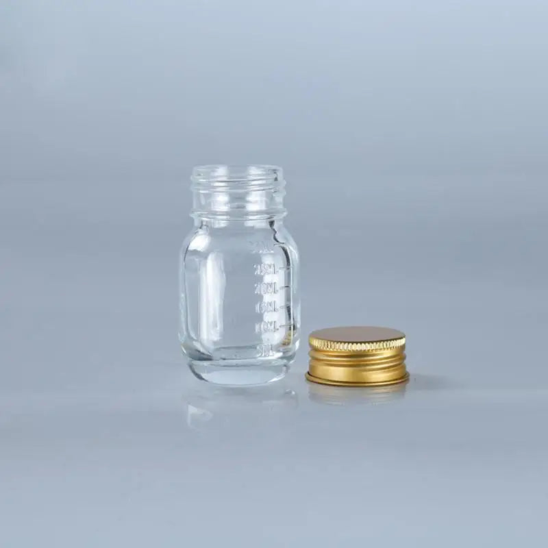 Small Glass Bottle Lid Medicine Leak-proof Powder Capsule Refillable Qme Gold