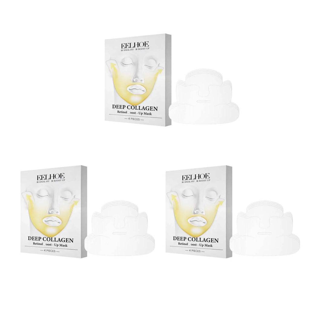 Deep Collagen Retinol Firming Mask Lifting Tightening Facial Skin Lighten Fine Lines Smooth Natural Hydrating Translucent Mask Qme 12Pcs