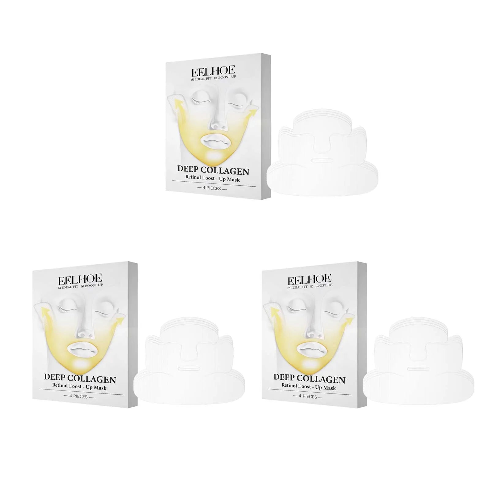 Deep Collagen Retinol Firming Mask Lifting Tightening Facial Skin Lighten Fine Lines Smooth Natural Hydrating Translucent Mask Qme 12Pcs