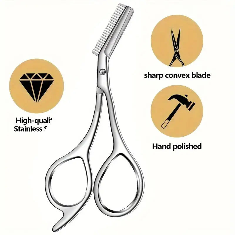 Eyebrow Scissors Stainless Steel Comb Accurate Symmetrical Shaping Qme