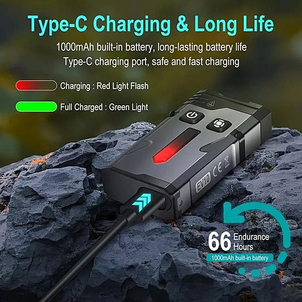 LED Keychain Flashlight 1100 Lumen Rechargeable Waterproof Torch Qme