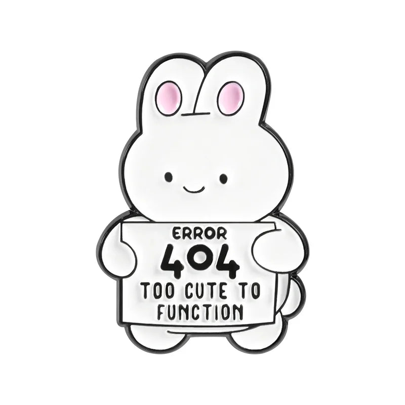 Cute Cartoon Animal Enamel Pin Funny Program Error Duck Rabbit Cat Metal Brooch For Hat Clothing Decor Collection Holiday Gifts Qme style2