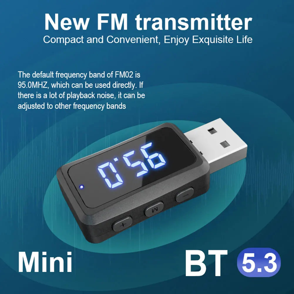 FM02 Auto Audio Wireless Adapter Portable Audio Receiver Transmitter Handsfree Call Bluetooth-Compatible Auto Accessories Qme