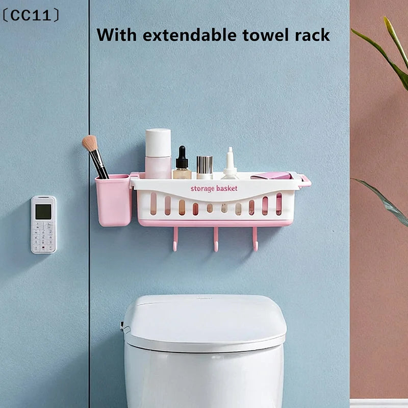 Multifunctional No-drill Scouring Pad Sponge Draining Storage Rack Qme
