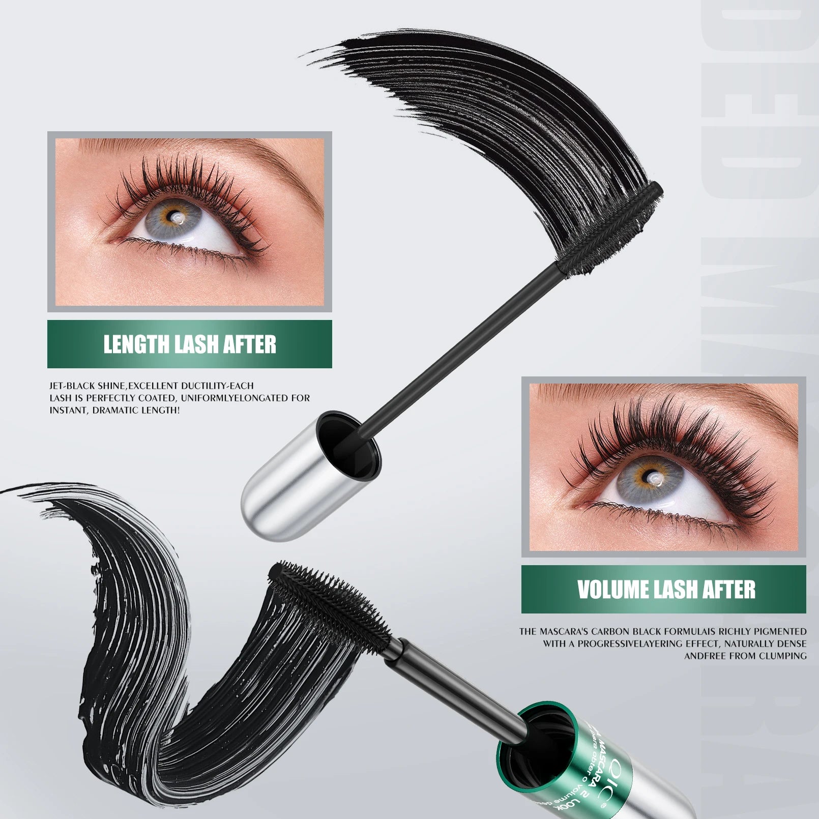 4D Black Mascara Thickening Lengthening Curling Waterproof Sweatproof Mascara For Beginners Qme
