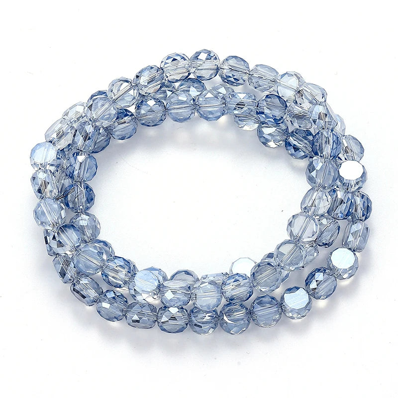 Flat Round Glass Beads Transparent Faceted Glass Spacers Colorful Coin Beads Crystal Loose Beads for Jewelry Making DIY Bracelet Qme Color 5 6mm-95pcs