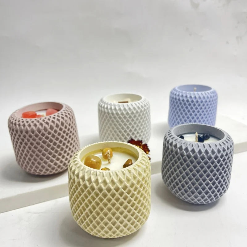 3D Concrete Mesh Irregular Candle Cup Silicone Mold DIY Jewelry Cement Tank Resin Mold Home Decoration Accessories Qme
