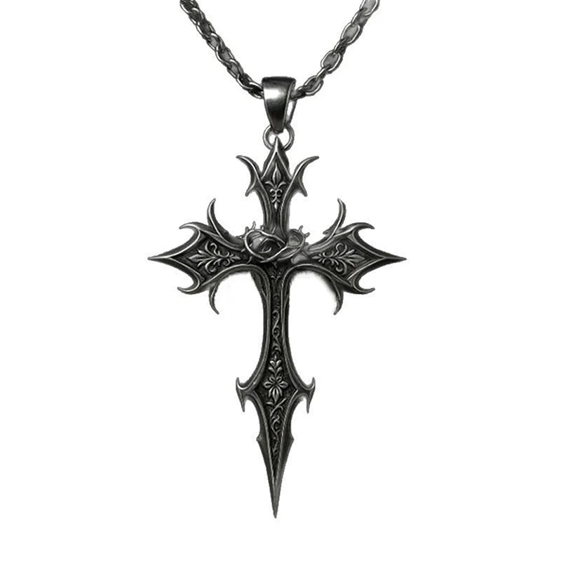 Cross Necklace Vintage Gothic Silver Religious Crucifix Pendant Qme Default Title