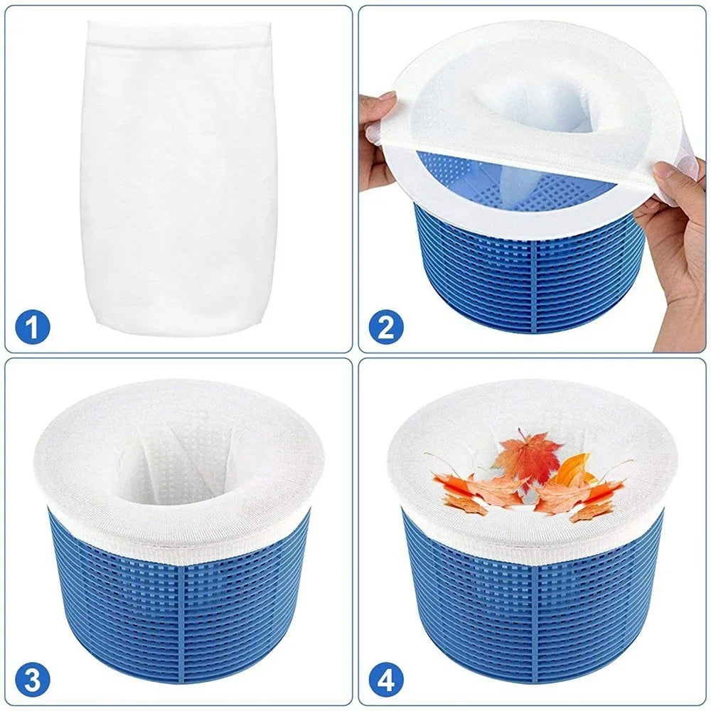10/20/30PCS Cleaning Nylon Garbage Cover Dustproof and Fallen Leaf Garbage Collection Skim Filter Socks for Pool Cleaning Tools Qme