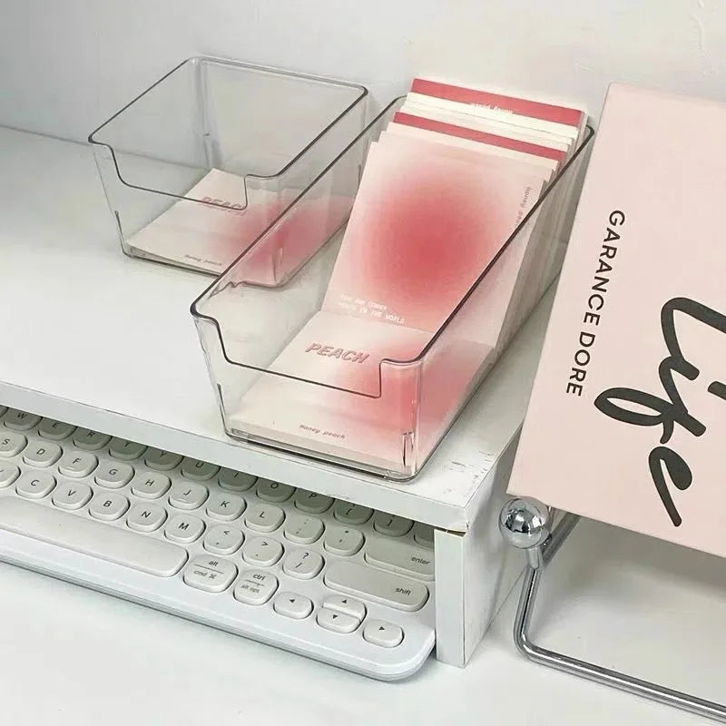 Medium Long Box Household Transparent Storage Desktop Plastic Qme