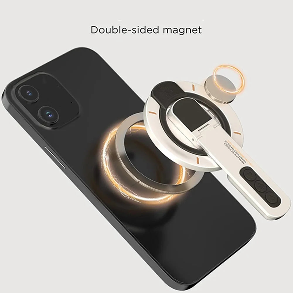 Double-Sided Magnetic Phone Ring Stand for iPhone 18/17/16/15/14/13 Pro Max ABS Desk Stand Holder 360° Rotation Decompression Qme