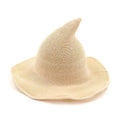 Vintage Halloween Woman Witch Hat Costume Wool Knit Hat Party Coseplay Masquerade Witch Hat Halloween Prop Decoration Qme Beige