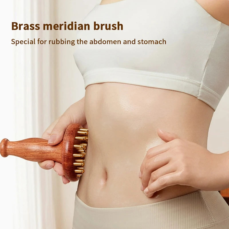 Copper Head Massage Gua Sha Comb Durable Chinese SPA Tool Long Wooden Qme