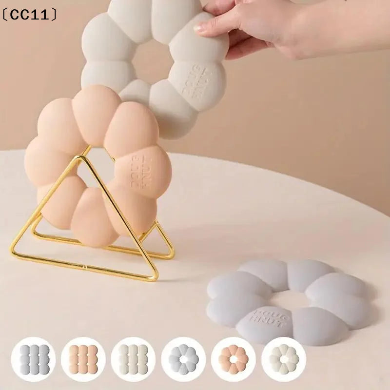Multipurpose Pot Mat Heat Resistant Coaster Donuts Shape Silicone Qme