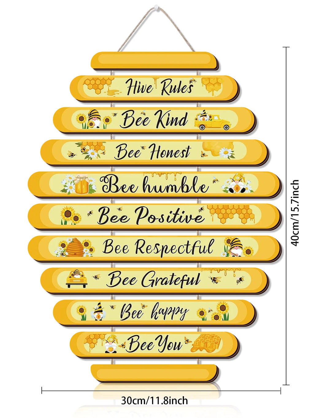 1pc 8*8inch Bee Logo Beehive Rules Bee Wall Decor Plaque Bee Gift Bumblebee Decoration Living Room Country Kitchen Decoration Qme
