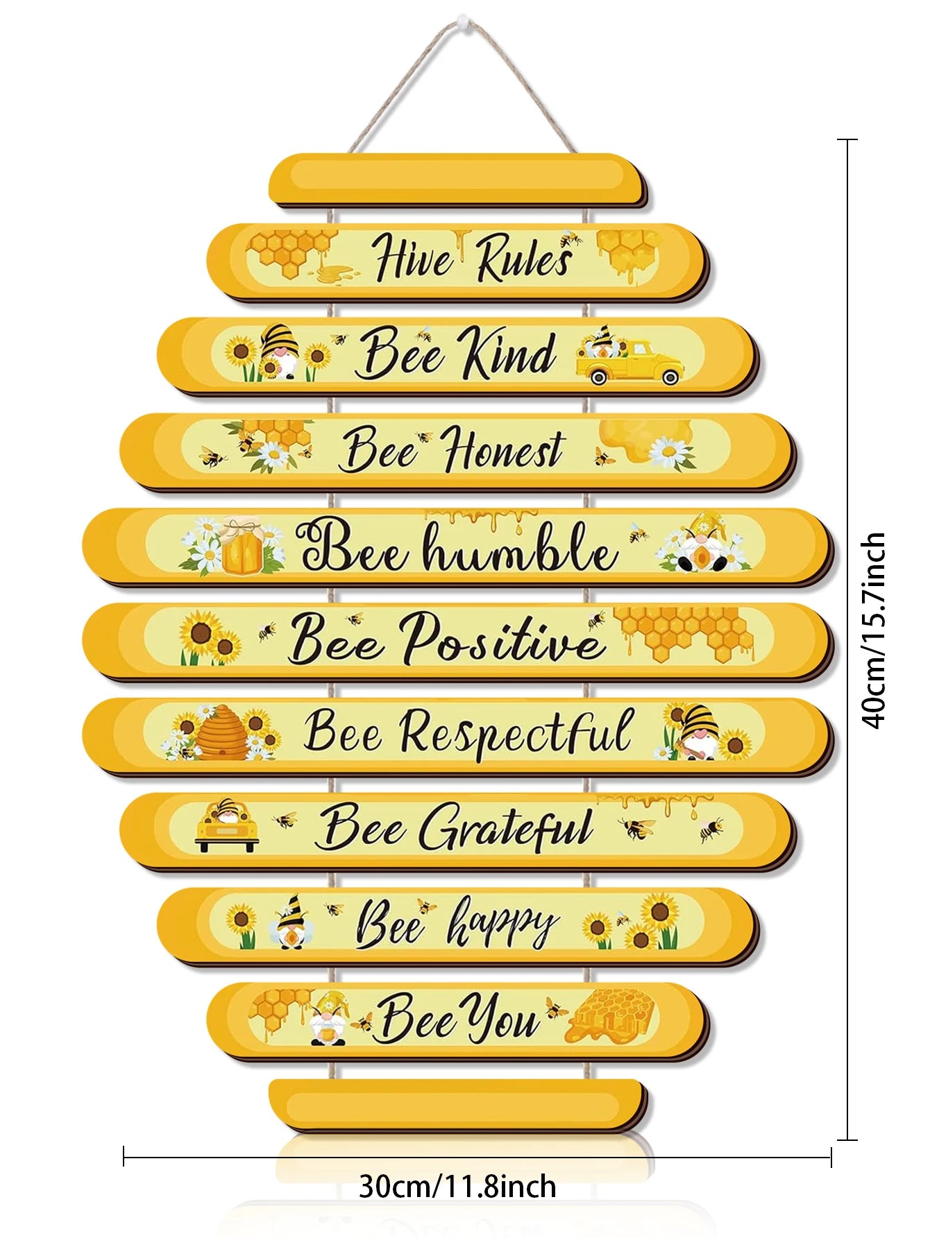 1pc 8*8inch Bee Logo Beehive Rules Bee Wall Decor Plaque Bee Gift Bumblebee Decoration Living Room Country Kitchen Decoration Qme