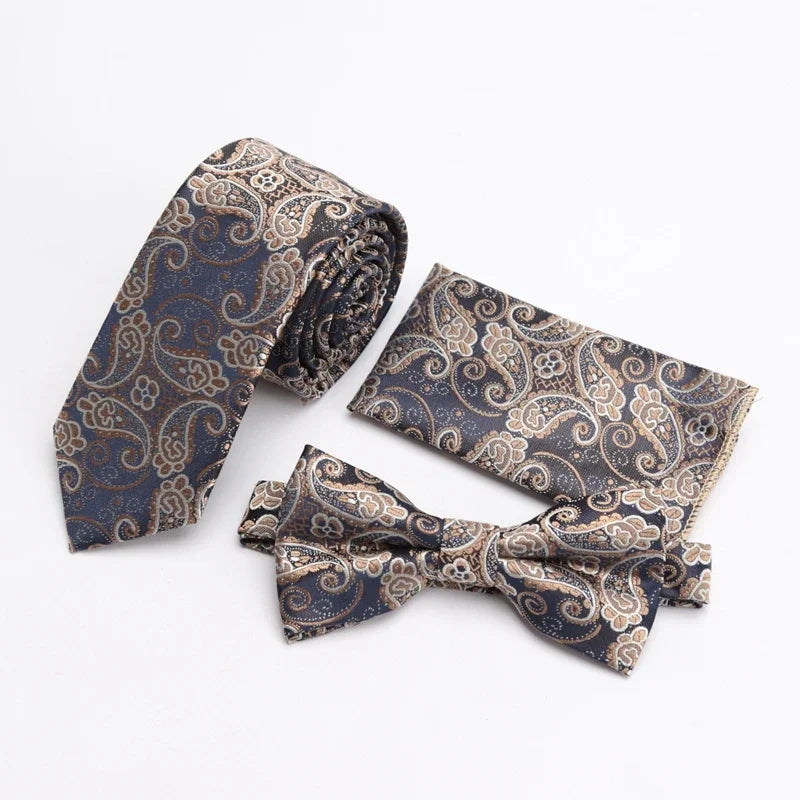 Paisley Men's Casual Bowtie Tie Skinny Polyester Necktie Pocket