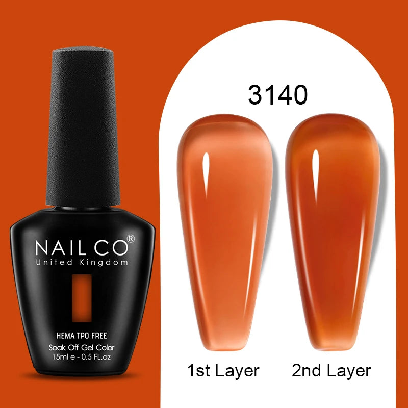 Nailco Jelly Gel Nail Polish Transparent Varnishes 44 Colors Red Pink