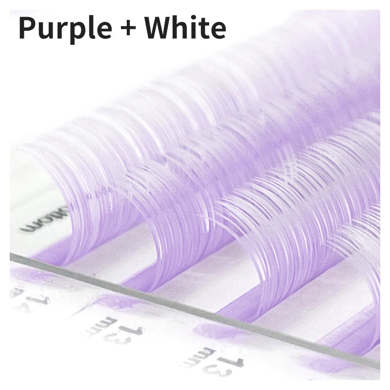 NATUHANA Cream Beige Individual Lash Clusters Mixed Lengths Soft Qme Purple White C 0.07mm|Mix
